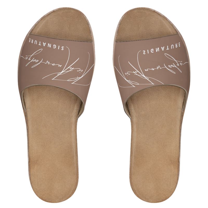 Rich Knowledge Signature Womens Leather Sliders