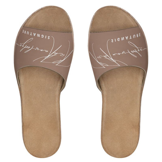 Rich Knowledge Signature Womens Leather Sliders