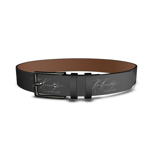 Rich Knowledge Signature Leather Belt