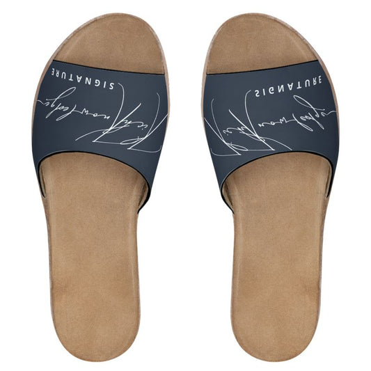 Rich Knowledge Signature Womens Leather Sliders