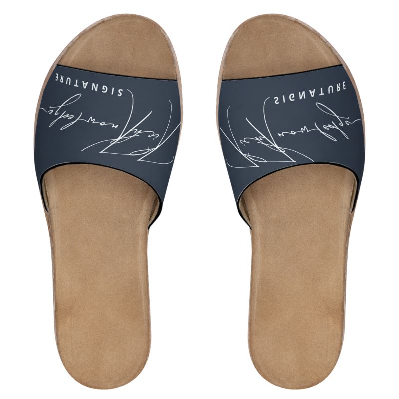 Rich Knowledge Signature Womens Leather Sliders