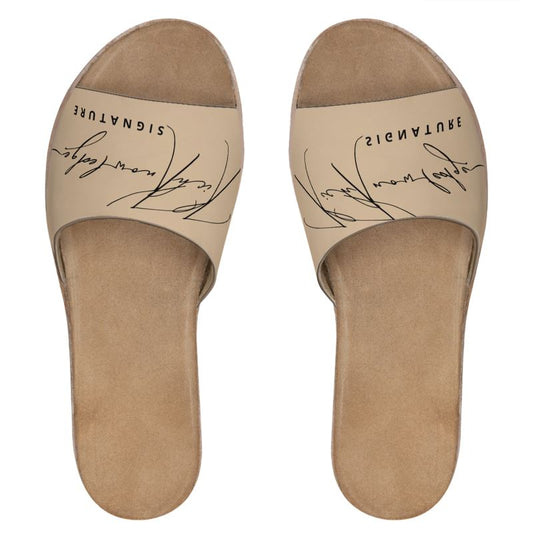 Rich Knowledge Signature Womens Leather Sliders