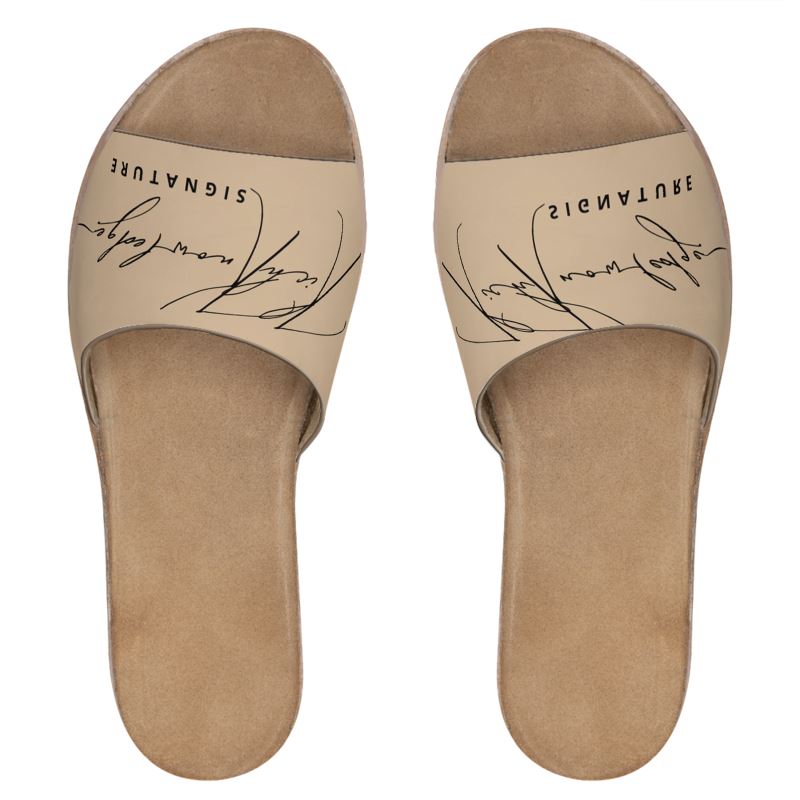 Rich Knowledge Signature Womens Leather Sliders