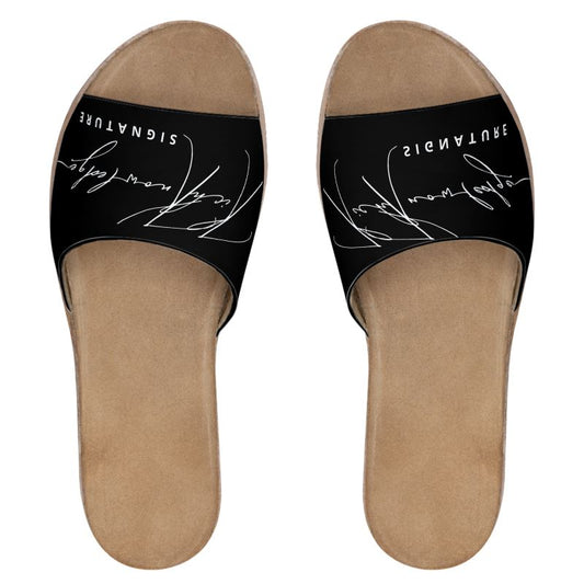 Rich Knowledge Signature Womens Leather Sliders