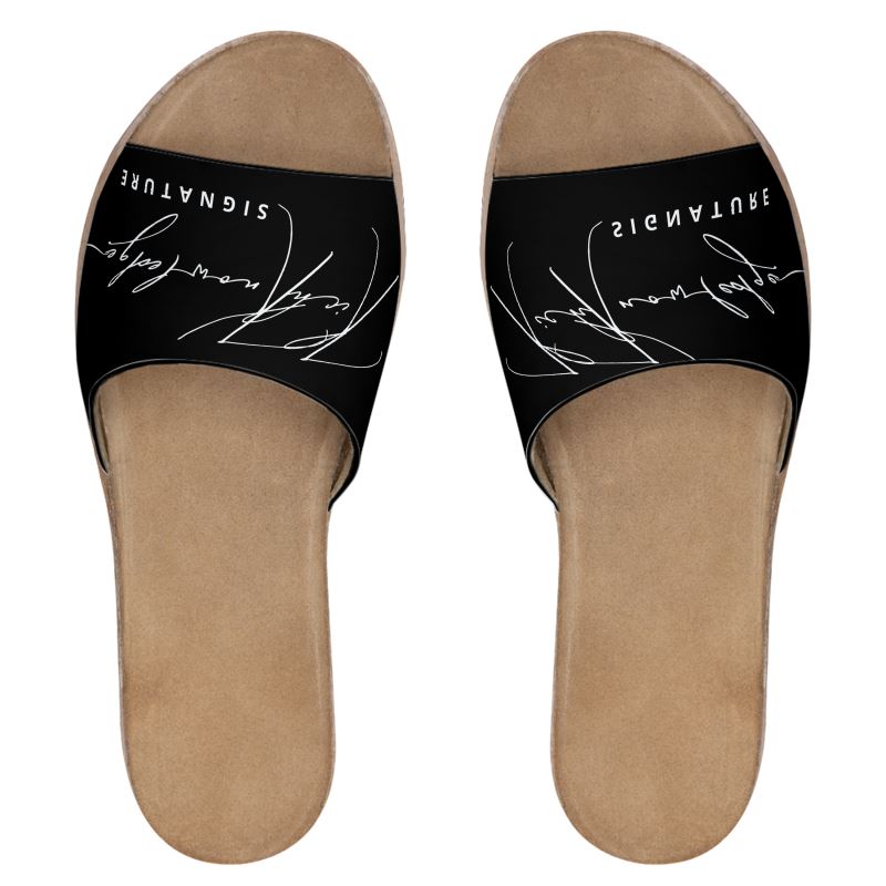 Rich Knowledge Signature Womens Leather Sliders