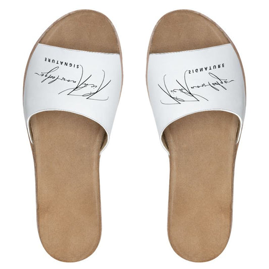 Rich Knowledge Signature Womens Leather Sliders