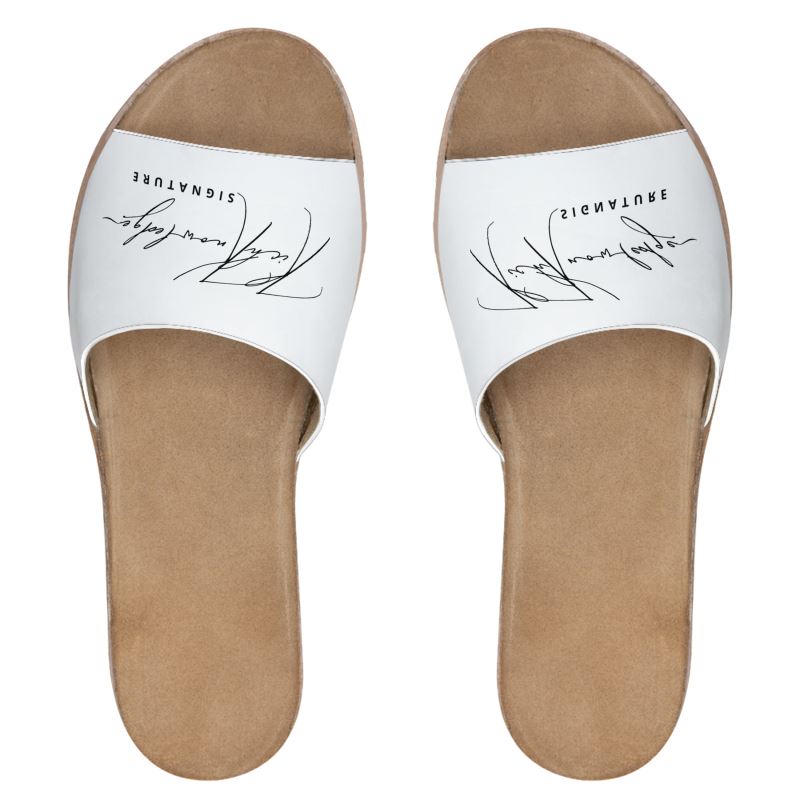 Rich Knowledge Signature Womens Leather Sliders